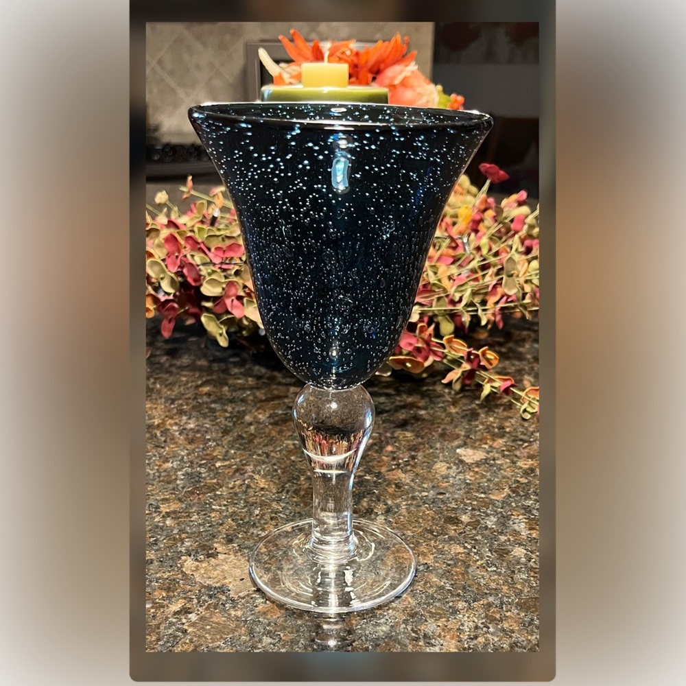 Artland-Sapphire Blue Seeded Wine/Water Goblets - Picture 2 of 4